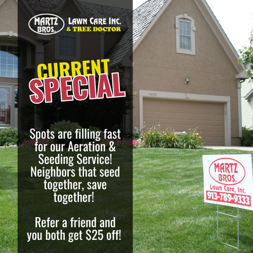 Spots are filling fast for our Aeration & Seeding Service! Neighbors that seed together, save together! Refer a friend and you both get $25 off! Contact Us Today!